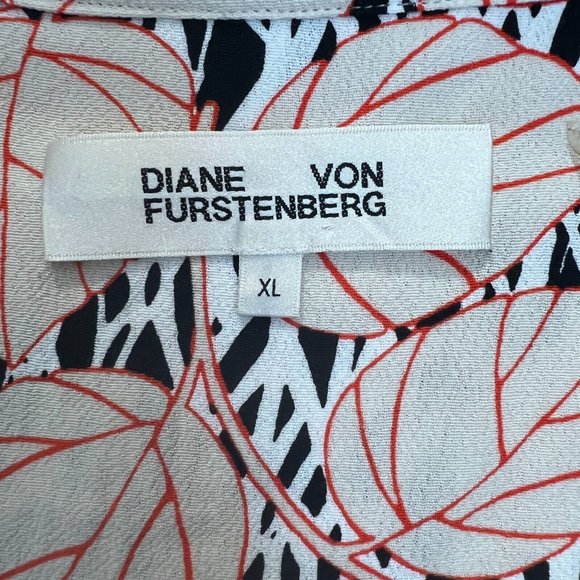 Diane Von Furstenberg Wrap Dress Women XL Multicolor Leaf 3/4 Wide Sleeve Office - Picture 11 of 15